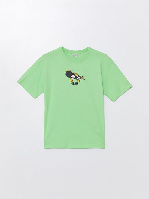 Bisiklet Yaka Bask?l? K?sa Kollu Erkek ?ocuk Ti??rt