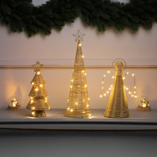 Фигура световая «Ёлочка плетёная», 30×13×13 см, 20 LED, батарейки ААх2 (не в комплекте), свечение теплое белое