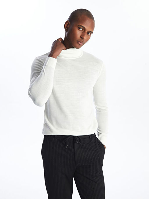 Bal?k?? Yaka Uzun Kollu Erkek Triko Kazak