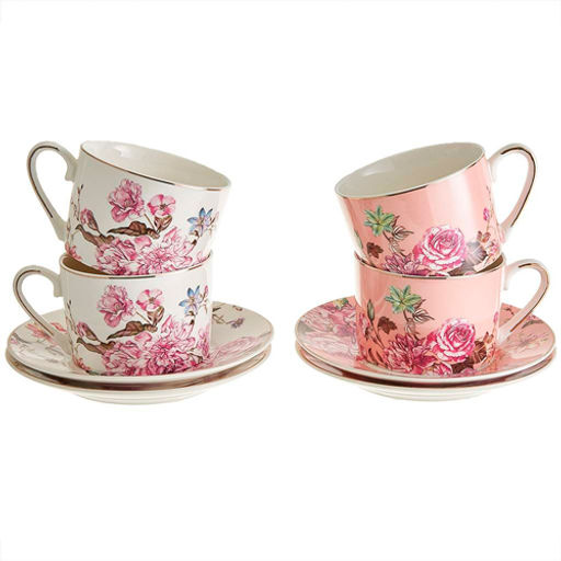 МЛ165P/4 Чайный набор 8 пр. "Английская роза" (250 мл) в подарочной коробке, белый, розовый (8)