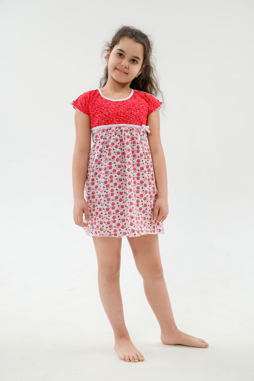 Ночная сорочка детская из кулирки Ярославна клубничка - Амадэль фото 8