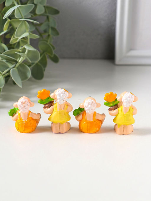 Сувенир полистоун "Барашки в огороде" набор 4 шт 1,5х2х4 см