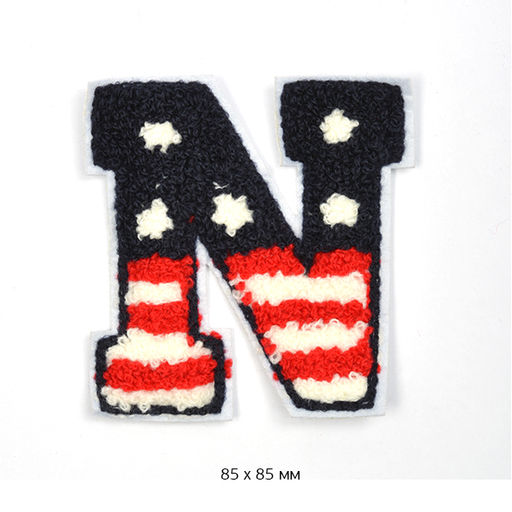 Аппликации пришивные махровые арт.ТВТ.ПРИШ.МАХР.26.01 N цв.син/красн/бел 10 шт 8,5х8,5 см