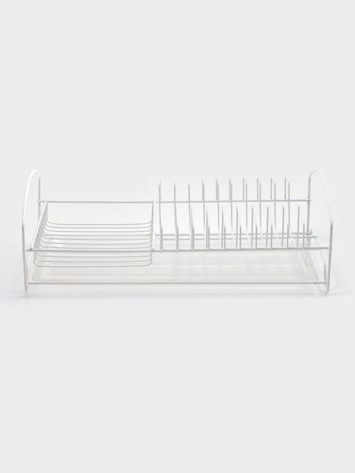 Сушилка для тарелок и кружек с поддоном, 39×25×12 см, белая