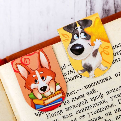 Цена за 2 шт. Закладки магнитные для книг, 6 шт «Давай читать»