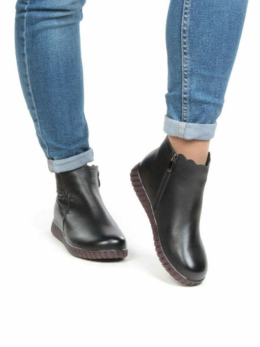 01-5507 BLACK Ботинки демисезонные (натуральная кожа, байка) - No name фото 4