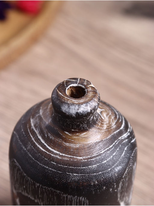 Ваза для сухоцветов «Лаура», 9×9×14 см, дерево джати, тёмно-коричневая