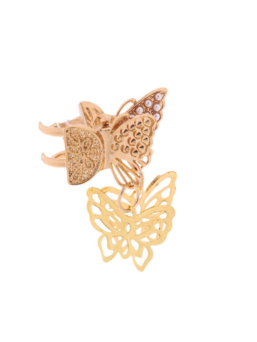 Цена за 6 шт. Крабик для волос «Милада», резные бабочки, 2.5 см, золото