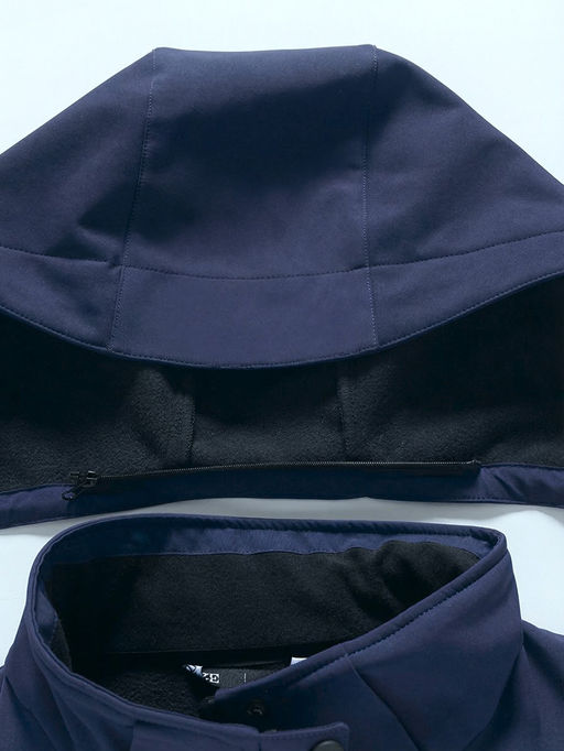 Ветровка женская софтшелл виндстоппер с капюшоном спортивная темно-синего цвета 9616_1TS