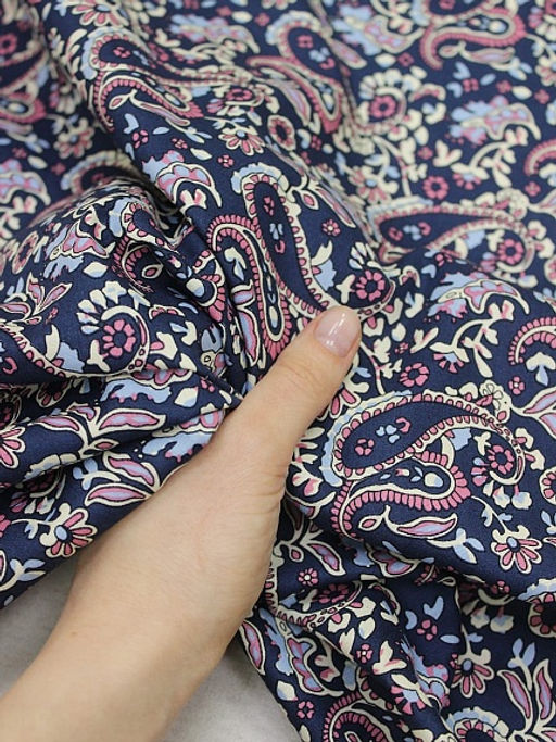 Импорт. хлопок Мерида цв.розовый/чернильно-синий, ш.1.48 м, хл-100%, 100гр/м.кв - Купава фото 6