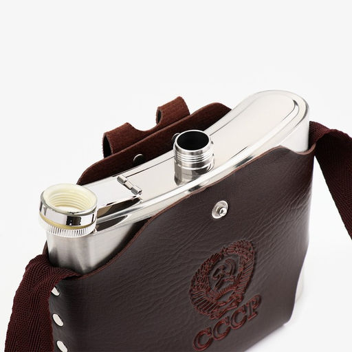 Фляжка СССР, нержавеющая сталь, чехол, 1000 мл