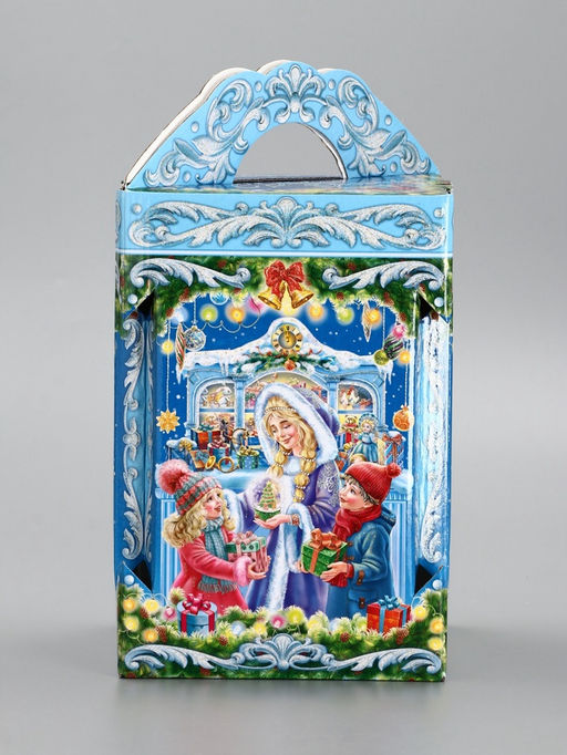 Цена за 2 шт. Подарочная новогодняя коробка «Новогодняя карусель» 15.8×15.8×23.5 см