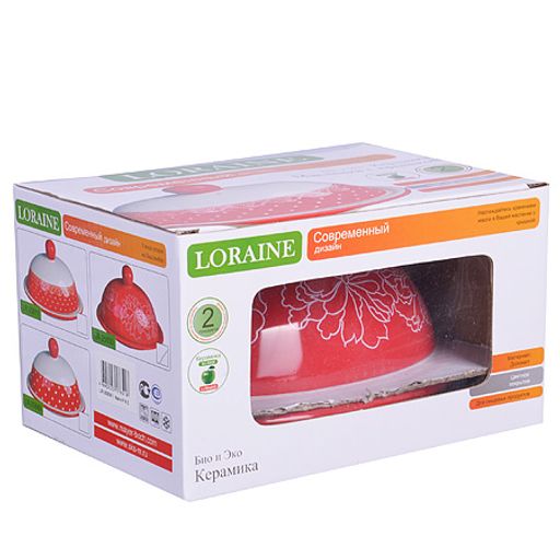 25830 Маслёнка с крышкой 2 пр Красный Узор LR(х24) - Mayer&boch фото 3