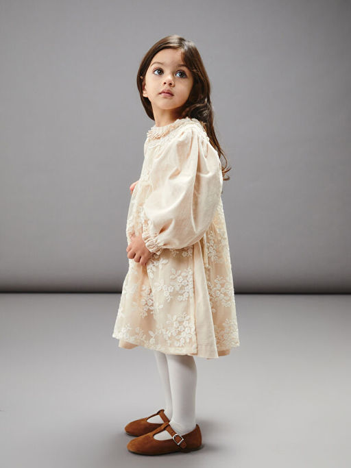 Bisiklet Yaka ?i?ekli K?z Bebek Elbise