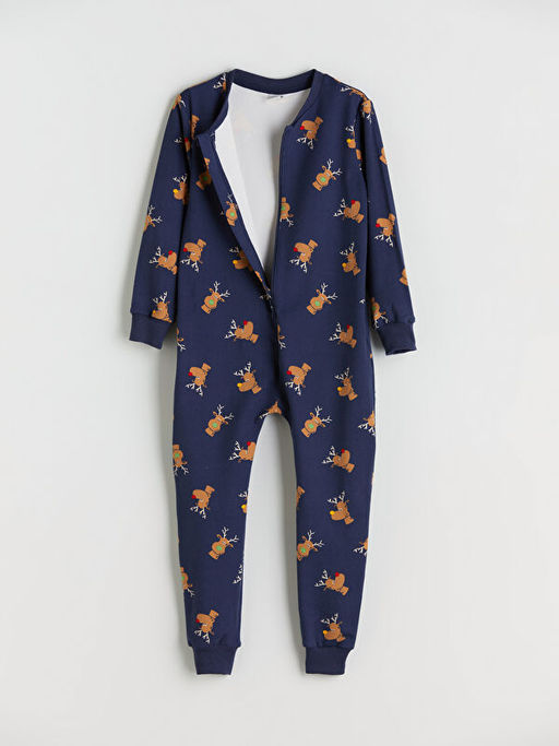 Bisiklet Yaka Bask?l? Erkek ?ocuk Tulum