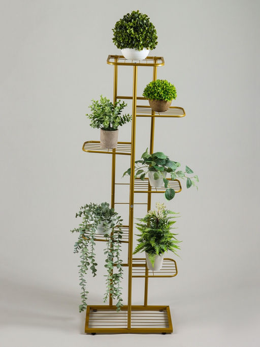Подставка для цветов Greengo, 7 полок, 43×22×126 см, напольная, металл, цвет золотой