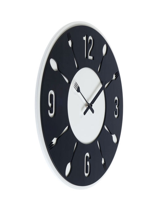 Часы настенные интерьерные «Вилка-ложка», d=35 см, бело-чёрные