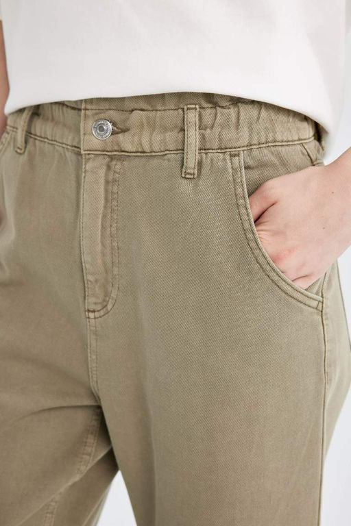 Джинсовые брюки длиной до щиколотки с высокой талией в бумажном пакете - Defacto фото 5