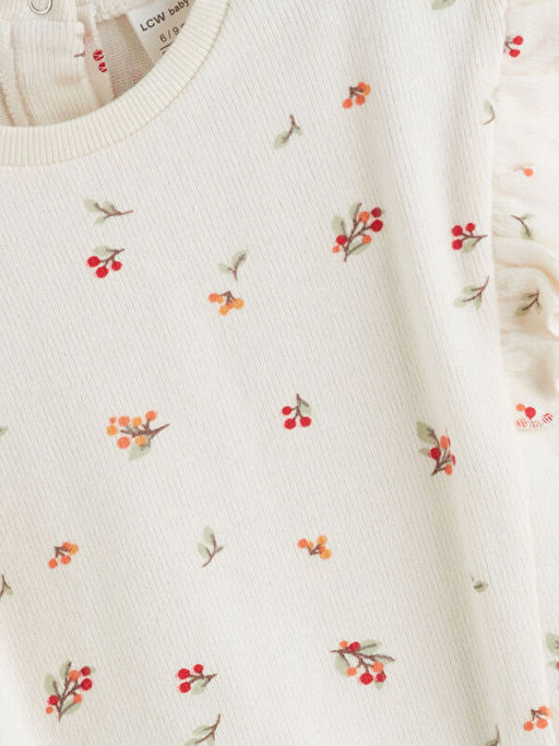 Bisiklet Yaka ?i?ekli K?z Bebek Sweatshirt ve E?ofman Alt