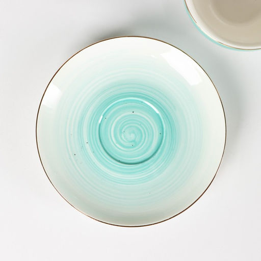 Чайная пара Доляна Млечный путь, 2 предмета: чашка 220 мл, блюдце d=13.5 см, фарфор, бирюзовая