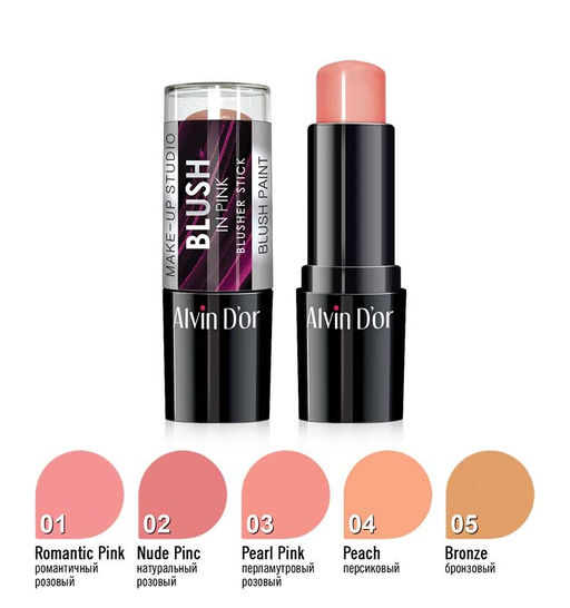 Alvin Dor BS-1 Румяна-стик blusher stick тон 04 перламутровый персиковый 9гр