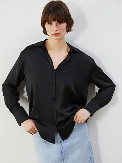 Oversize Saten Kad?n G?mlek