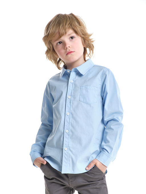 Рубашка в школу голубая хлопковая UD 6625 голубой - Mini maxi фото 4