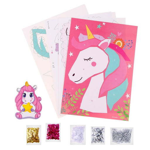 Набор для творчества: аппликация фигурами и аппликация пайетками «Единорог»