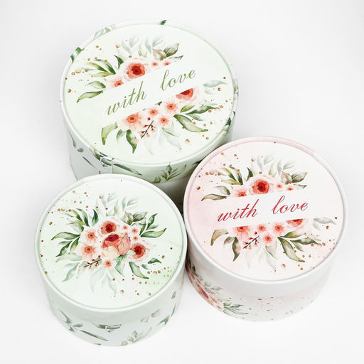 Набор шляпных коробок 3 в 1 With love, завальцованная, 16 х 10, 14 х 9, 13 х 8,5 см - UPAK LAND фото 4