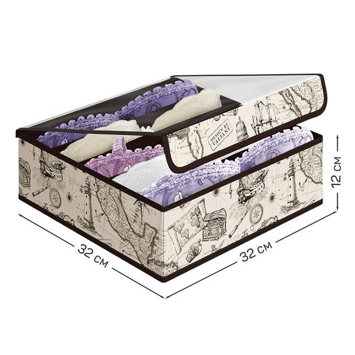 Органайзер для бюстгалтеров с крышкой, 5 секций, 32*32*12 см, EXPEDITION, шт - Valiant фото 2