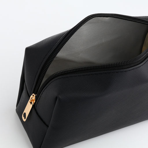 Косметичка женская на молнии, маленькая, объёмная, чёрная - Simaland фото 3