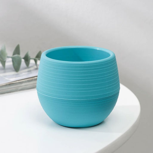 Цена за 3 шт. Горшок для цветов с поддоном «Япония», 125 мл, d=8 см, h=6.5 см, бирюзовый