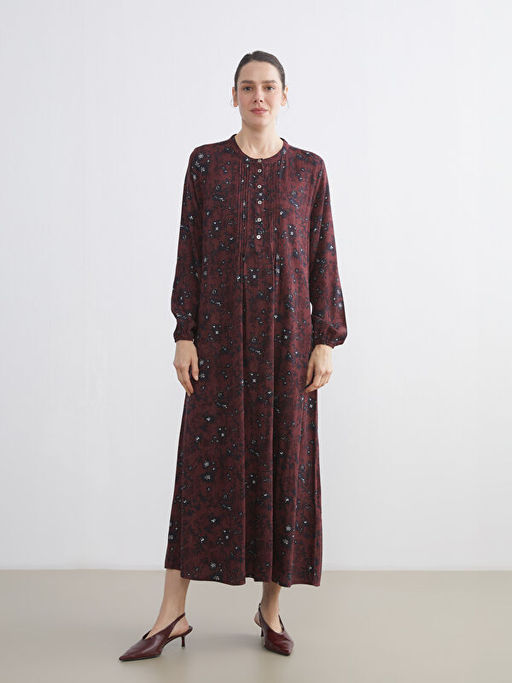 Hakim Yaka Desenli A Kesim Elbise