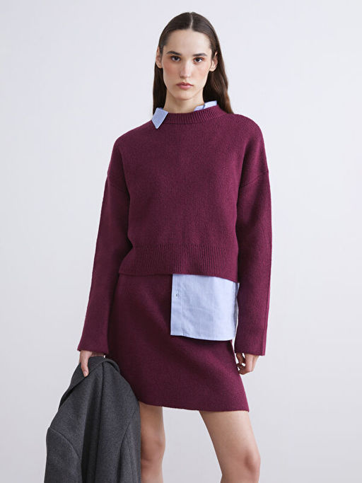 Bisiklet Yaka Oversize Kad?n Triko Kazak