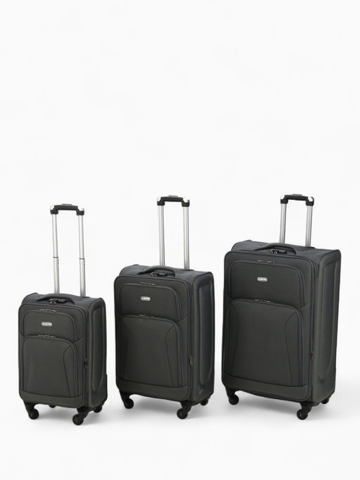 Чемодан на колёсах большой 97 л (L), на молнии, с увеличением, кодовый замок, 4 колеса, серый