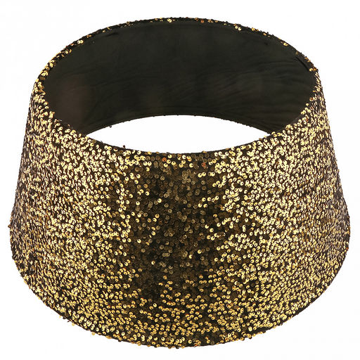 Юбка под елку новогоднюю "Новогодняя ночь" д40см, h25см, основание д56см, текстиль, металлический каркас, пайетки, золото на черном (Китай)