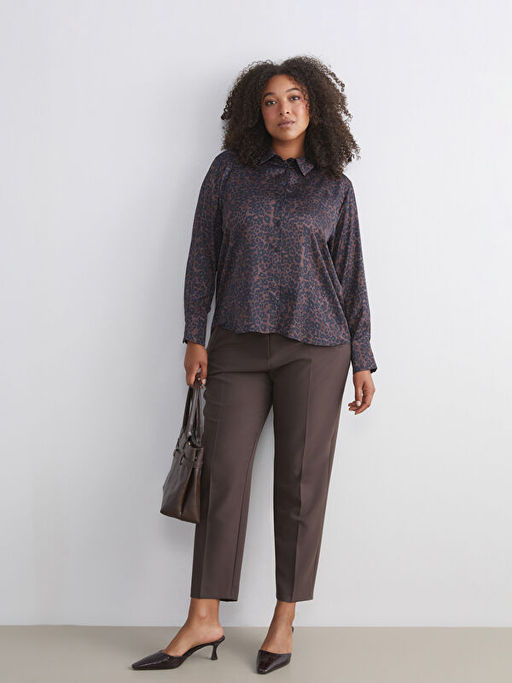 Y?ksek Bel Cigarette Pileli Kad?n Pantolon