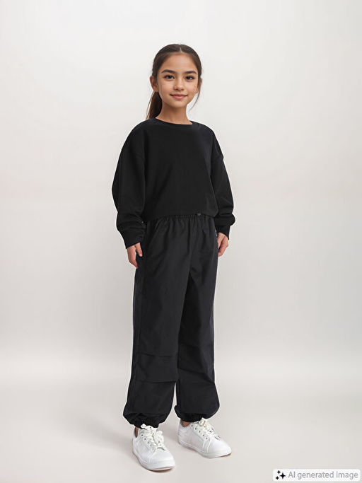 Beli Lastikli K?z ?ocuk Jogger Pantolon