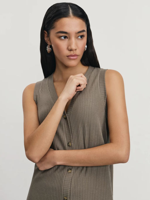 Трикотажный жилет в рубчик  / Zarina  фото 3