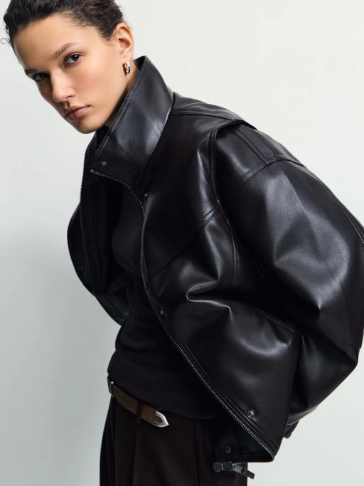 Куртка оверсайз из искусственной кожи / Zarina фото 2