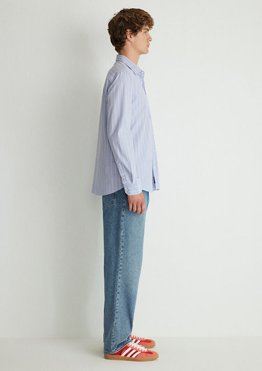 Cizgili Mavi Gomlek  фото 5