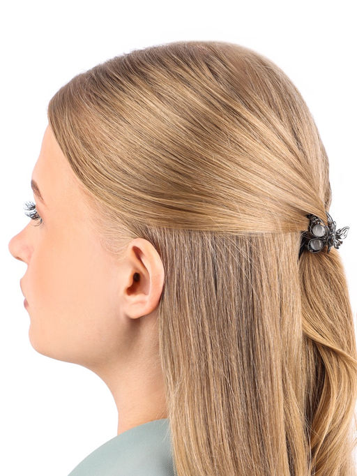 Цена за 6 шт. Крабик для волос «Ширли стиль», бабочка, 2.5 см, чёрный