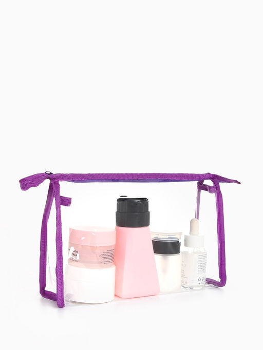 Набор простых косметичек 2 в 1 на молниях, с принтом, сиреневый