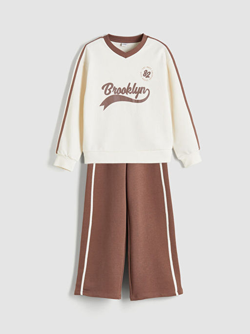 V Yaka K?z ?ocuk Sweatshirt ve E?ofman Alt