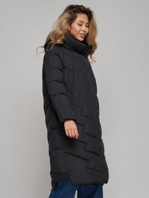 Пальто утепленное молодежное зимнее женское черного цвета 52355Ch - Holdluck фото 3