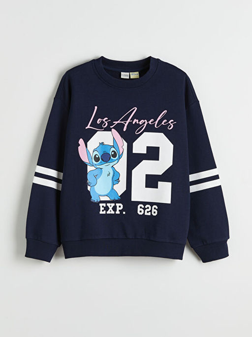 Stitch Bask?l? K?z ?ocuk Sweatshirt