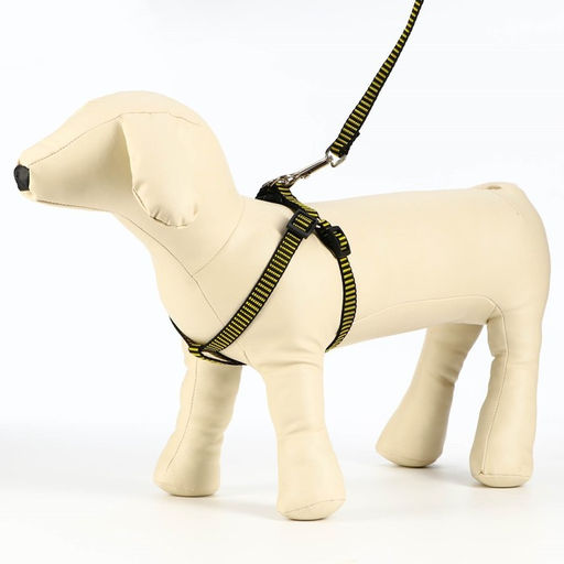 Комплект амуниции рельефный, поводок 120 х 1,5 см, ОГ 36-49 см, жёлто-чёрный - Пижон фото 3