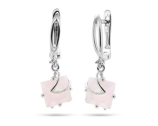Серьги из серебра розовый кварц, МЦВ008