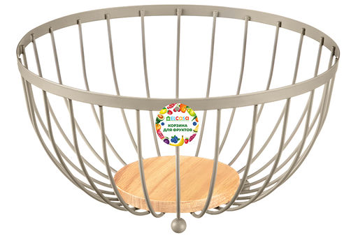 Корзина для фруктов 25*25*13 см Мокко с деревянным основанием, металл - Elan gallery фото 5