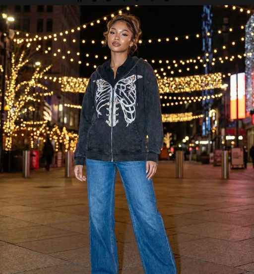 K13384 Толстовка на молнии с капюшоном ЧЕРНЫЙ